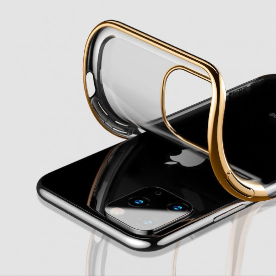 Erbord iPhone 13 Pro Electroplated Frame Θήκη Σιλικόνης TPU - Gold - Διάφανη