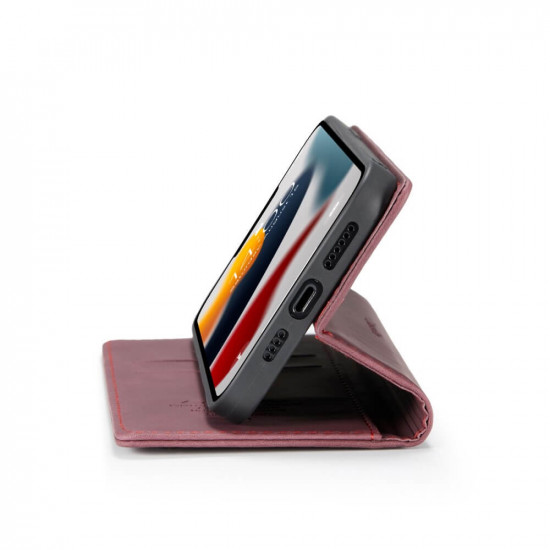 CaseMe iPhone 13 Pro Θήκη Βιβλίο Stand από Δερματίνη - Red
