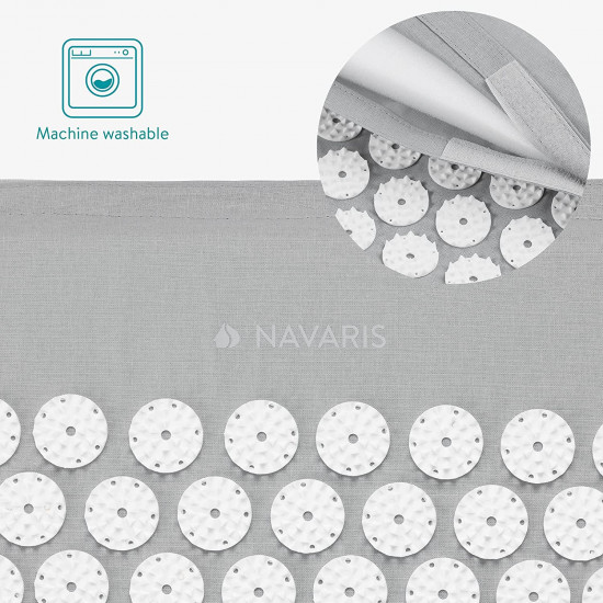Navaris 2-in-1 Acupressure Mat and Pillow Set Σετ 2 σε 1 Χαλάκι και Μαξιλάρι Μασάζ - Grey / White - 52759.22.02