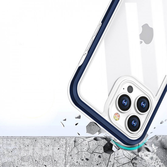 Erbord iPhone 13 Pro Hybrid Frame Σκληρή Θήκη - Navy Blue / Διάφανη