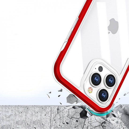 Erbord iPhone 13 Pro Hybrid Frame Σκληρή Θήκη - Red / Διάφανη