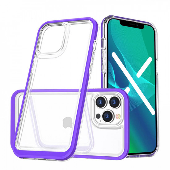 Erbord iPhone 13 Pro Hybrid Frame Σκληρή Θήκη - Purple / Διάφανη
