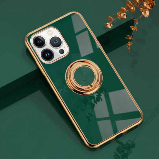 Erbord iPhone 13 Pro Electro Ring Θήκη Σιλικόνης με Δαχτυλίδι Συγκράτησης - Dark Green