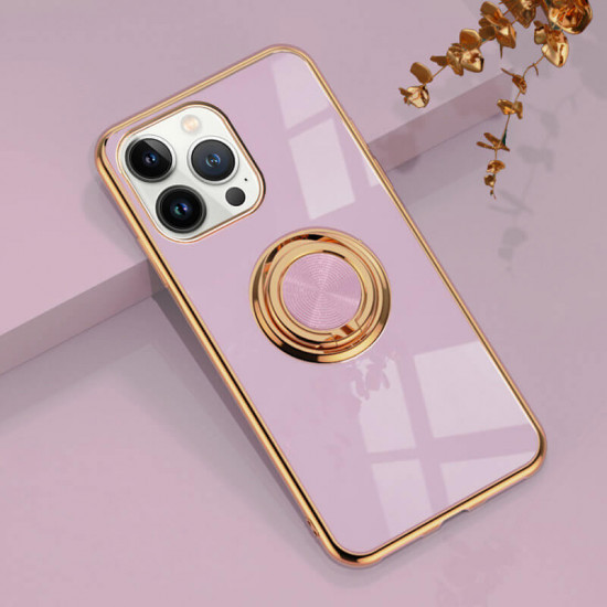Erbord iPhone 13 Pro Electro Ring Θήκη Σιλικόνης με Δαχτυλίδι Συγκράτησης - Purple