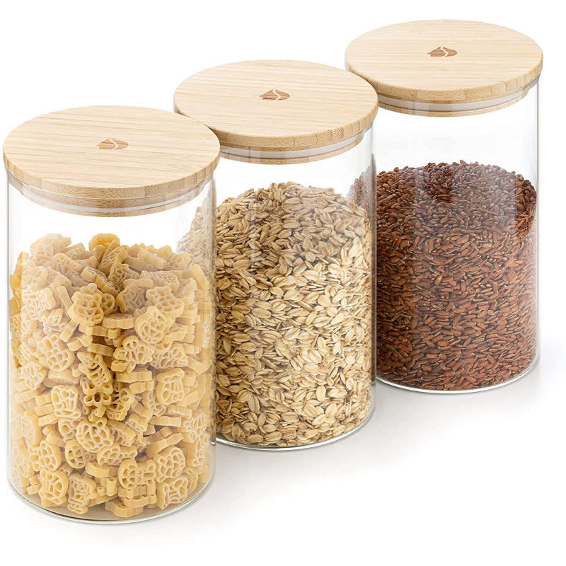 Navaris Glass Storage Jars Set Σετ 3 Γυάλινα Βάζα Αποθήκευσης - 1L - Διάφανα - 54600.02.03