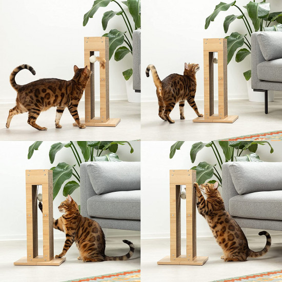 Navaris Ονυχοδρόμιο για Γάτες με Παιχνίδι - 61,5 x 30 x 30 cm - Brown - 55125.01