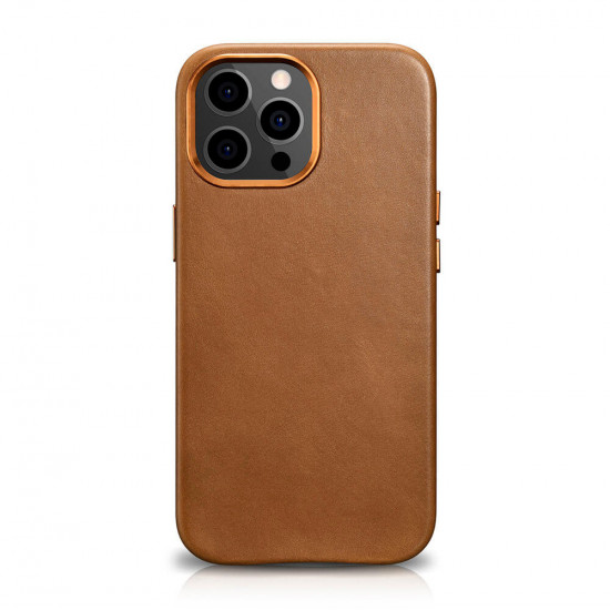 iCarer iPhone 13 Pro Leather Oil Wax Θήκη από Γνήσιο Δέρμα με MagSafe - Brown