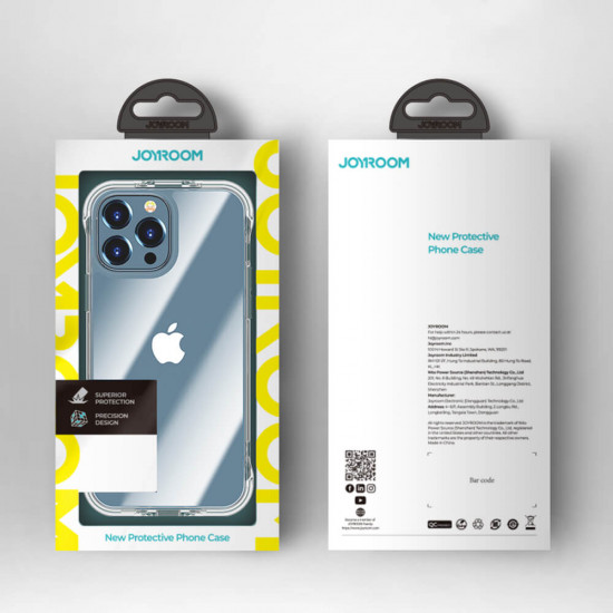Joyroom iPhone 13 Pro Max Defender Series Σκληρή Θήκη με Πλαίσιο Σιλικόνης και Ενσωματωμένα Άγκιστρα Στήριξης - Διάφανη
