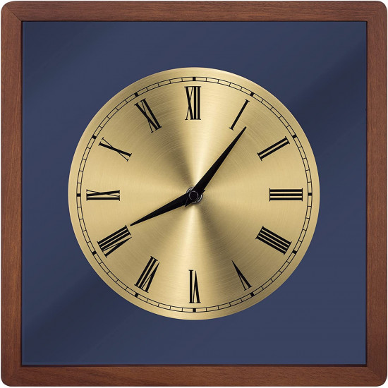Navaris Analogue Wood Wall Clock Design Square - Ξύλινο Ρολόι Tοίχου - Dark Brown / Gold - 54471.18.21
