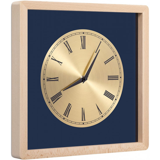 Navaris Analogue Wood Wall Clock Design Square - Ξύλινο Ρολόι Tοίχου - Light Brown / Gold - 54471.24.21