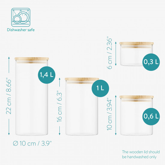 Navaris Glass Storage Jars Set Σετ 4 Γυάλινα Βάζα Αποθήκευσης - Διάφανα - 54600.02.04