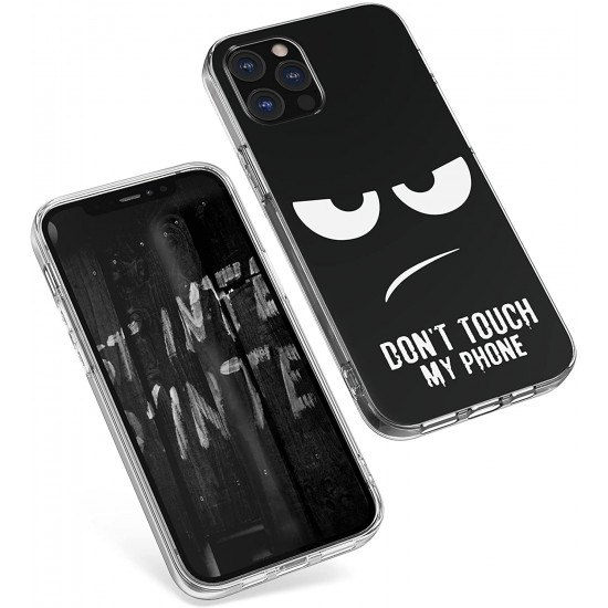 KW iPhone 12 / iPhone 12 Pro Θήκη Σιλικόνης TPU - Deisign Don't Touch My Phone - Black / White - 56113.02