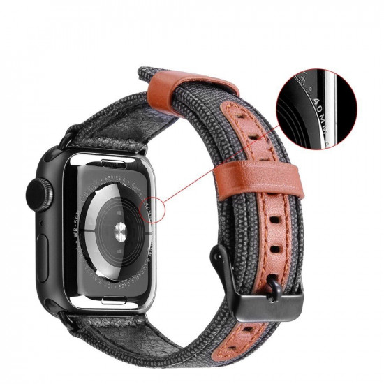 Dux Ducis Λουράκι Apple Watch 2 / 3 / 4 / 5 / 6 / 7 / 8 / 9 / SE - 38 / 40 / 41 mm Strap από Δερματίνη - Black
