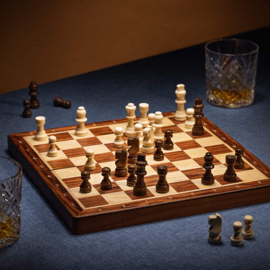 Navaris Επιτραπέζιο Ξύλινο Σκάκι με Πιόνια και Πούλια - Brown - 55260.01.05