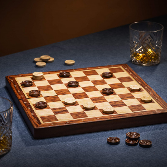 Navaris Επιτραπέζιο Ξύλινο Σκάκι με Πιόνια και Πούλια - Brown - 55260.01.05