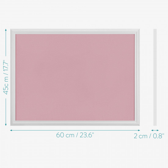 Navaris Πίνακας Ανακοινώσεων από Λούτρινο Ύφασμα με Ξύλινο Πλαίσιο - Pink / White - 55215.02