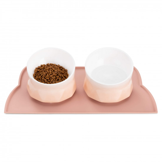 Navaris Σετ με 2 Μπολ Φαγητού και Νερού με Βάση Σιλικόνης για Κατοικίδια - 250 ml - Light Pink - 53300.60
