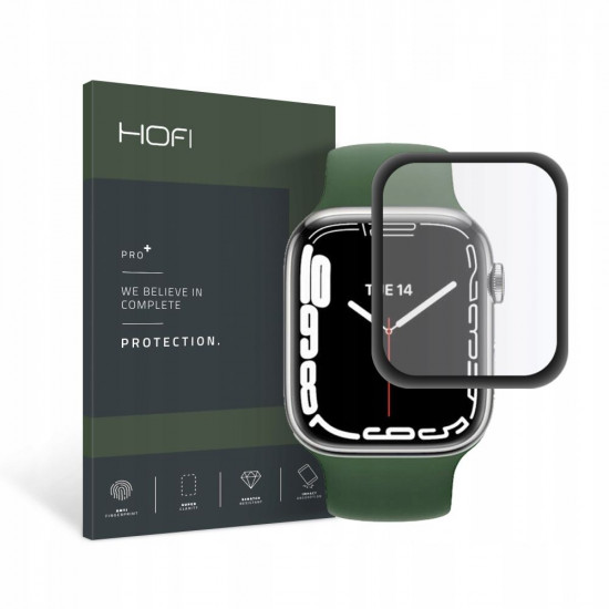 Hofi Προστασία Οθόνης Apple Watch 7 / 8 / 9 - 45 mm - Hybrid Pro+ Glass 7H Full Screen Αντιχαρακτικό Γυαλί Οθόνης - Black