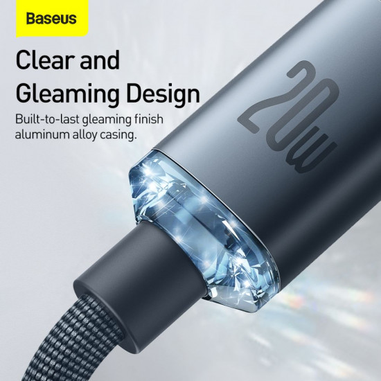 Baseus Crystal Shine Cable Type-C to Lightning PD 20W - Καλώδιο Δεδομένων και Γρήγορης Φόρτισης Type-C to Lightning 2M - Black - CAJY000301