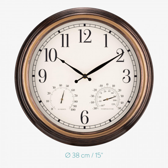 Navaris Ρολόι Tοίχου Εξωτερικού Χώρου - 38,1 cm - Copper - 54647.03