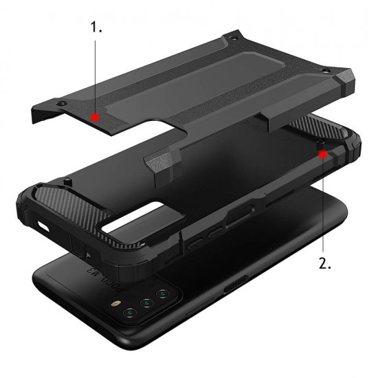 OEM Xiaomi Redmi Note 10 5G / Poco M3 Pro 5G Hybrid Rugged Armor Θήκη - Black