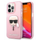 Karl Lagerfeld iPhone 13 Pro Max - Glitter Ikonik Karl Σκληρή Θήκη με Πλαίσιο Σιλικόνης - Pink - KLHCP13XKHTUGLP