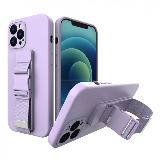 OEM iPhone 13 Pro Max Rope Case - Θήκη Σιλικόνης με Ρυθμιζόμενο Λουράκι - Purple