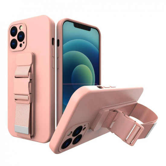 OEM iPhone 13 Pro Max Rope Case - Θήκη Σιλικόνης με Ρυθμιζόμενο Λουράκι - Pink