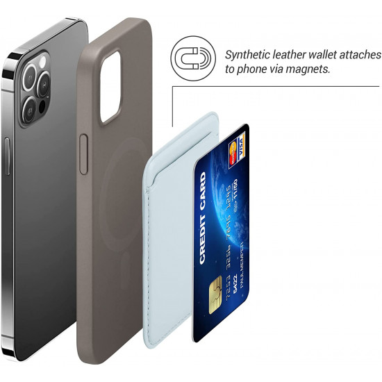 KW iPhone 12 Series / iPhone 13 Series Θήκη από Συνθετικό Δέρμα για Πιστωτικές Κάρτες - Light Blue - 54606.23