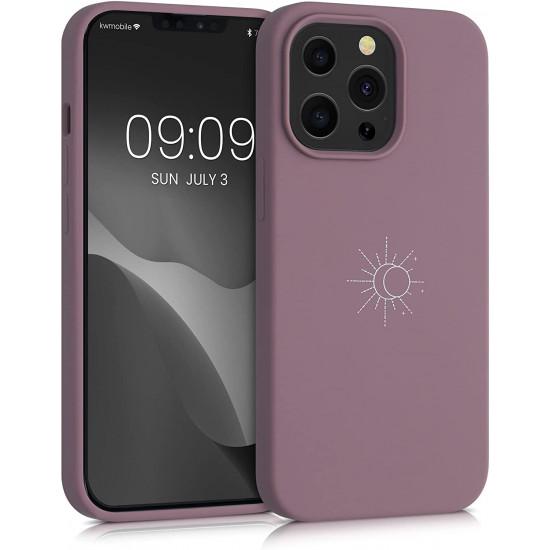 KW iPhone 13 Pro Θήκη Σιλικόνης Rubber TPU - Design Minimalism Sun - White / Grape Purple - 56447.02