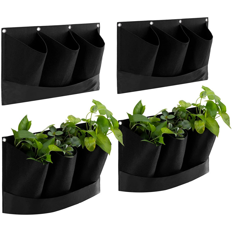 Navaris Σετ με 4 Κρεμαστές Ζαρντινιέρες από Τσόχα - Black - 55923.01