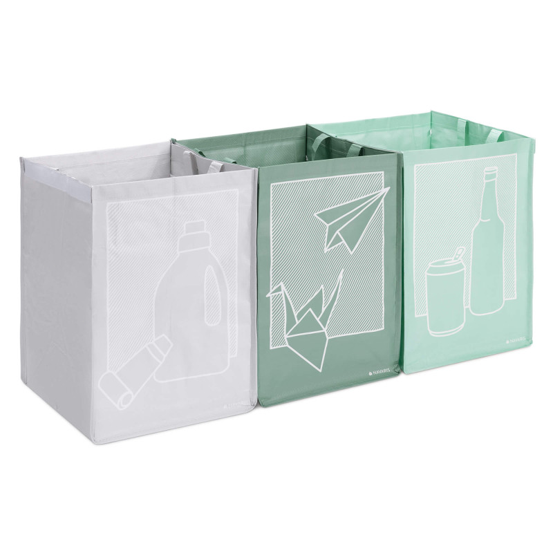 Navaris Σετ με 3 Σάκους Ανακύκλωσης - Green / Light Green / Grey - 55818.01