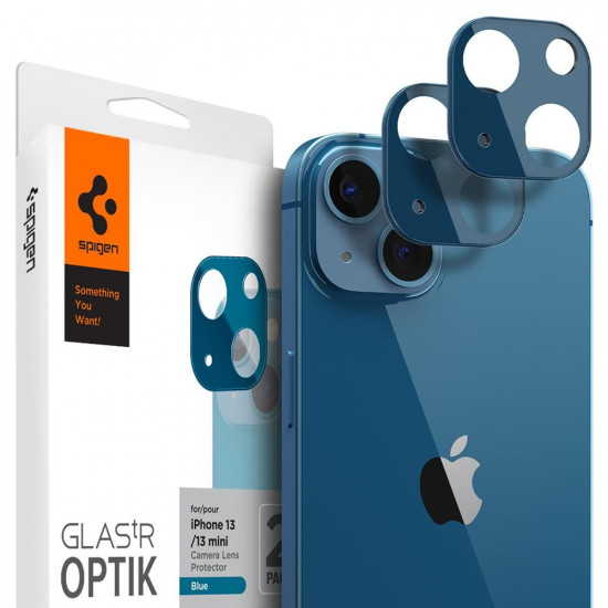 Spigen iPhone 13 / 13 mini Aparatu Optik.TR Αντιχαρακτικό Γυαλί για την Κάμερα - 2 Τεμάχια - Blue
