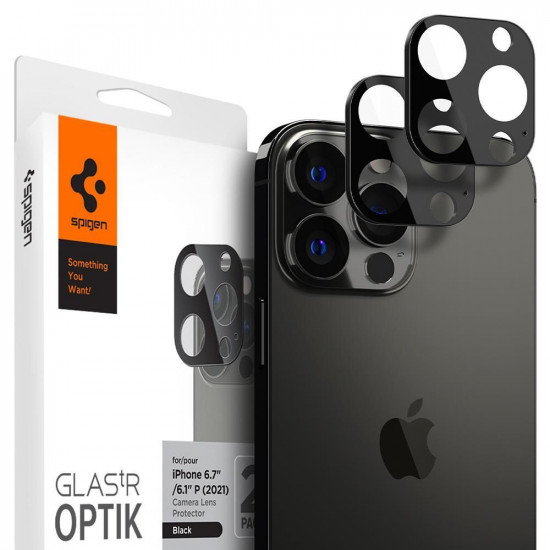 Spigen iPhone 13 Pro / 13 Pro Max Aparatu Optik.TR Αντιχαρακτικό Γυαλί για την Κάμερα - 2 Τεμάχια - Graphite