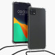 KW Samsung Galaxy A22 5G Θήκη Σιλικόνης TPU με Λουράκι - Διάφανη / Black - 56847.01