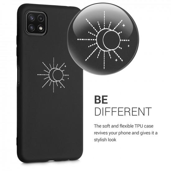 KW Samsung Galaxy A22 5G Θήκη Σιλικόνης Rubber TPU - Design Minimalism Sun - White / Black - 55248.03