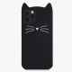 KW iPhone 12 / 12 Pro Θήκη Σιλικόνης Design 3D Cat - Black - 55618.01