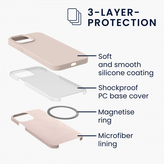 KW iPhone 13 Pro Max Θήκη Σιλικόνης Rubber TPU με MagSafe - Dusty Pink - 56561.10