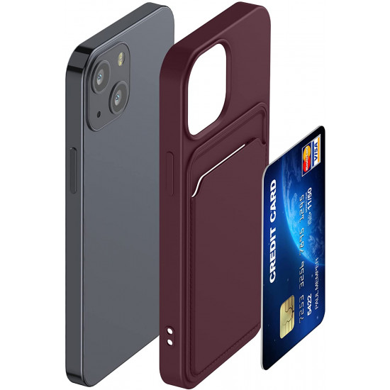KW iPhone 13 mini Θήκη Σιλικόνης TPU με Υποδοχή για Κάρτα - Tawny Red - 55938.190