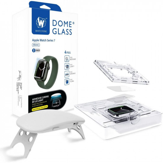 Whitestone Θήκη Apple Watch 7 / 8 / 9 - 45 mm Dome Glass - Σετ με 2 Αντιχαρακτικά Γυαλιά - Black / Διάφανο