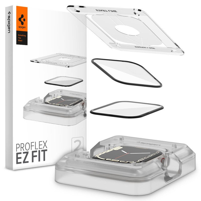 Spigen Προστασία Οθόνης Apple Watch 7 / 8 / 9 - 45 mm - Proflex EZ Fit Αντιχαρακτικό Γυαλί Οθόνης - 2 Τεμάχια - Black