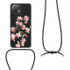KW Xiaomi Mi 11 Lite / Mi 11 Lite 5G Θήκη Σιλικόνης TPU με Λουράκι Design Magnolias - Light Pink / White - Διάφανη - 56530.02