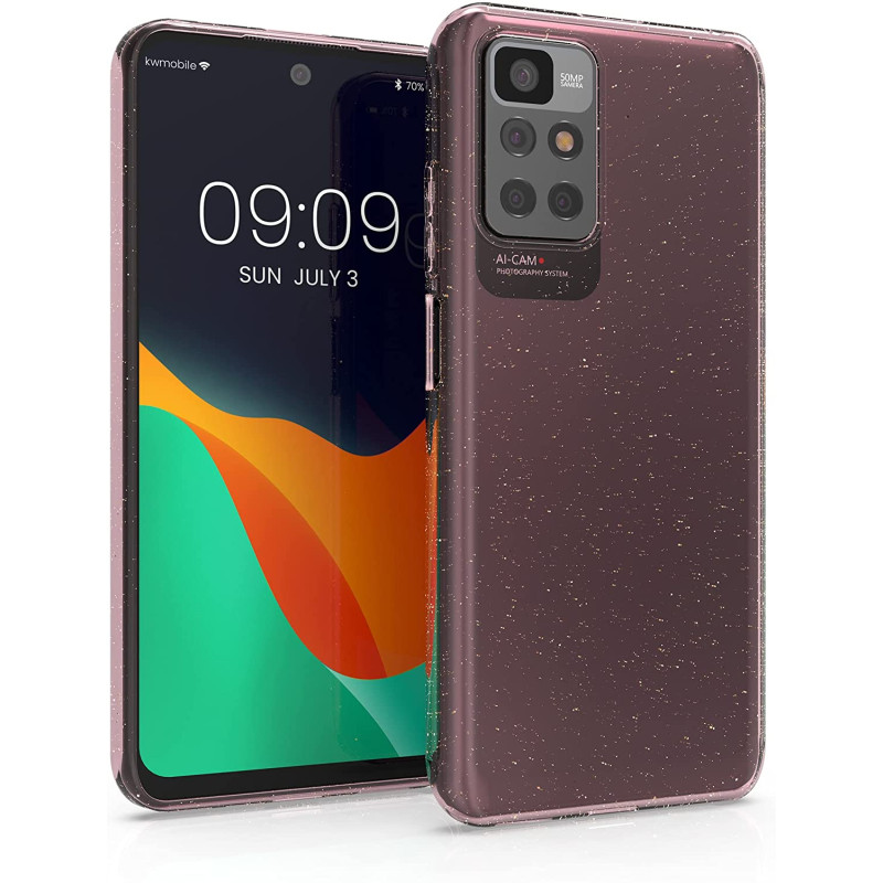 KW Xiaomi Redmi 10 Θήκη Σιλικόνης TPU Design Glitter Uniform - Διάφανη / Silver Pink - 56839.02