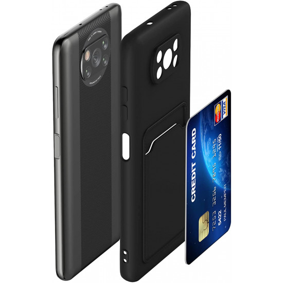 KW Xiaomi Poco X3 NFC / X3 Pro Θήκη Σιλικόνης TPU με Υποδοχή για Κάρτα - Matte Black - 56050.47