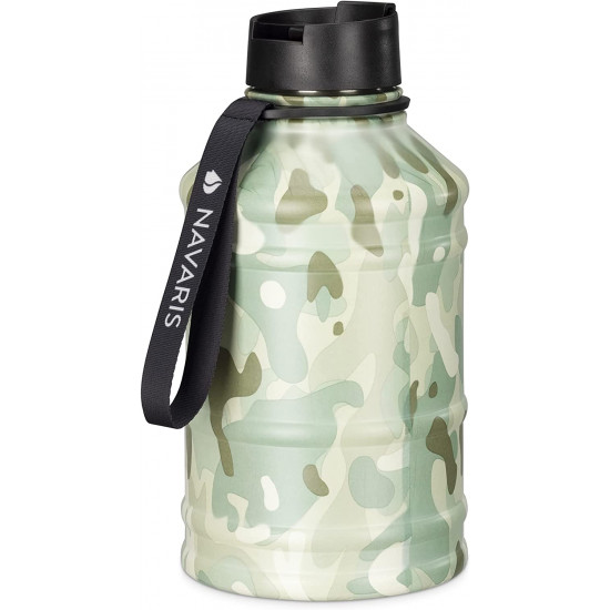 Navaris Μπουκάλι Νερού από Ανοξείδωτο Ατσάλι - BPA Free - 2.2 L - Camouflage - 56010.01
