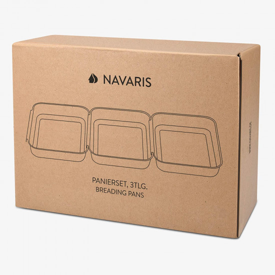 Navaris Σετ με 3 Μπολ από Ανοιξείδωτο Ατσάλι για Πανάρισμα και Μαρινάρισμα - Silver - 44715.01