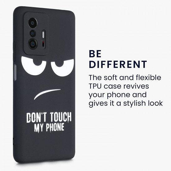 KW Xiaomi 11T / 11T Pro Θήκη Σιλικόνης TPU Design Don't Touch My Phone - Black / White - 57013.01