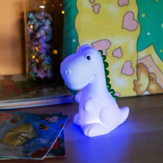 Navaris LED Dinosaur Night Light RGB - Επαναφορτιζόμενο Παιδικό Νυχτερινό Φως με Αλλαγή Χρωμάτων - White - 47799.02