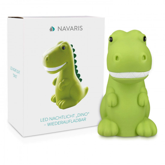 Navaris LED Dinosaur Night Light RGB - Επαναφορτιζόμενο Παιδικό Νυχτερινό Φως με Αλλαγή Χρωμάτων - Green - 47799.07