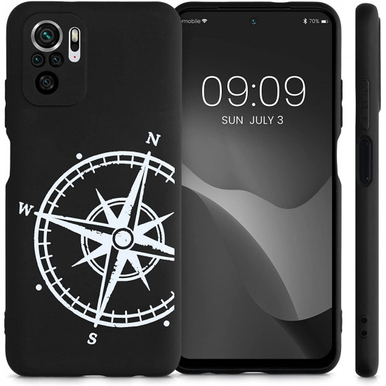 KW Xiaomi Redmi Note 10 / Note 10s / Poco M5s Θήκη Σιλικόνης TPU Design Vintage Compass - Black / White - 54545.03